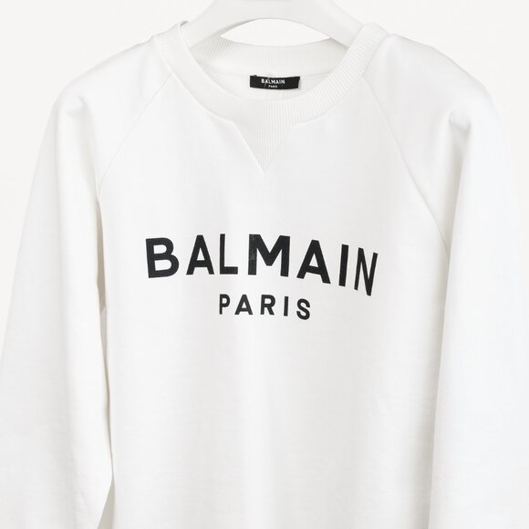 Balmain White Oversized Printed Logo Long Sleeve Sweatshirt - Picture 4 of 11